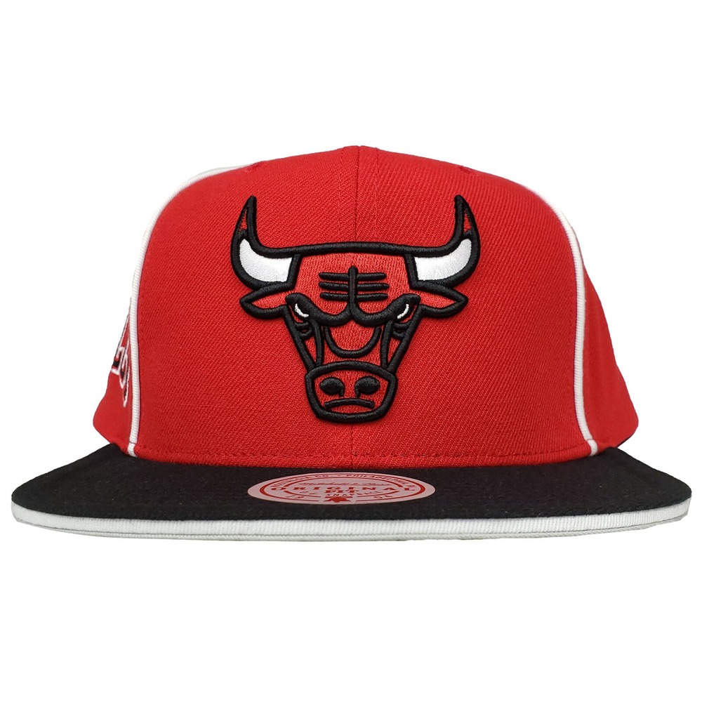 Chicago Bulls Mitchell & Ness NBA Snapback Hat‎ Cap 3D Logo 3D Piping Red NWT